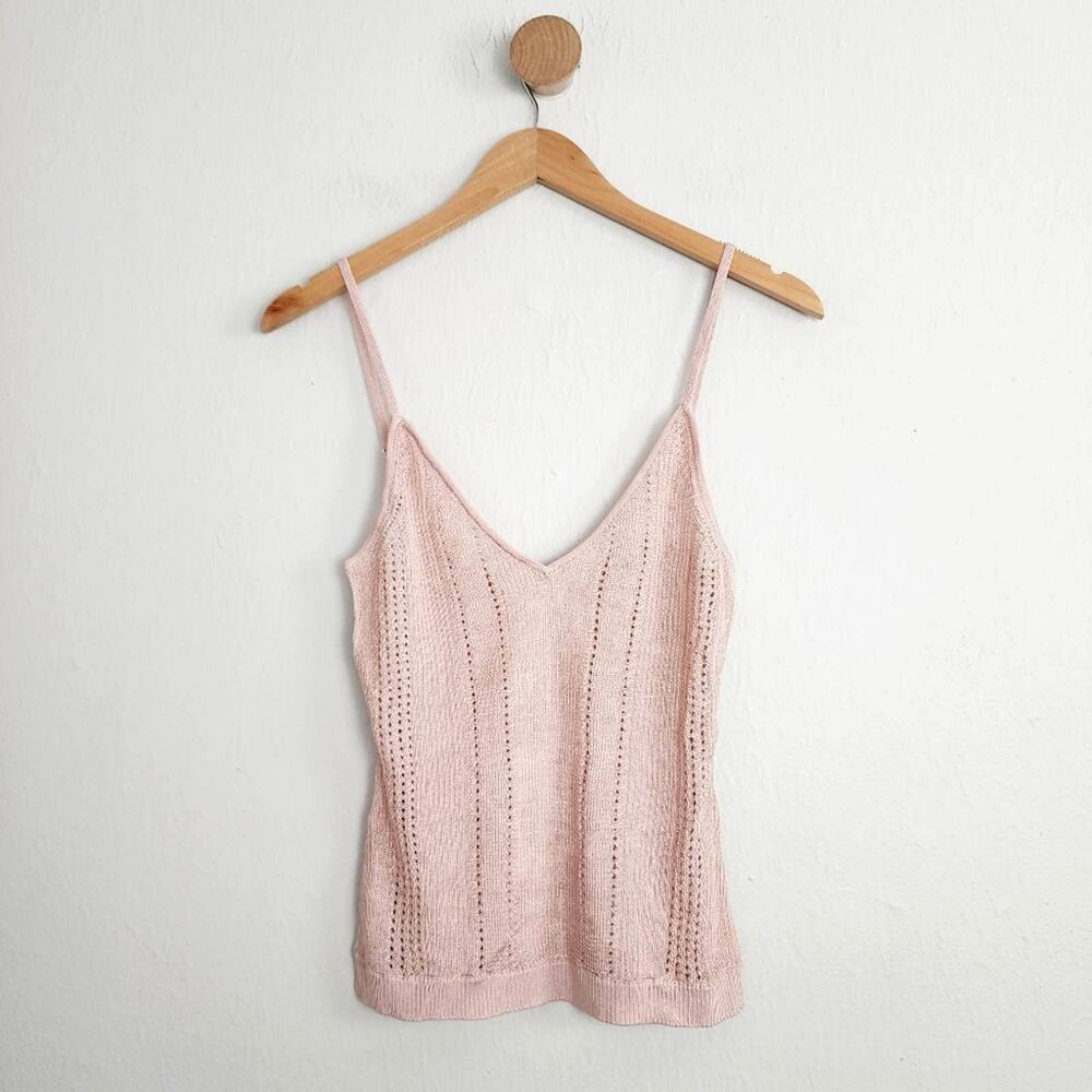 L'AGENCE Hayek Pointelle Open Knit Camisole Top Rose Tan Sheer Cami NWT XS